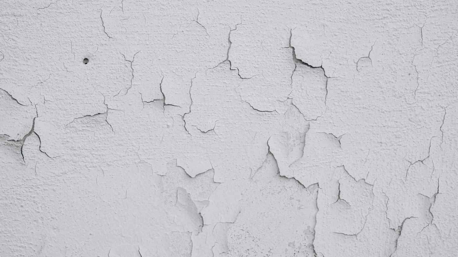 Cracked white paint on a wall.